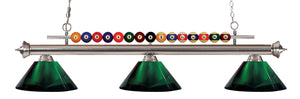 Shark 3 Light Billiard Light in Brushed Nickel Finish