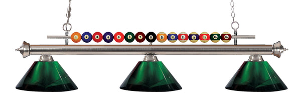 Shark 3 Light Billiard Light in Brushed Nickel Finish