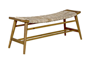 Stockholm Teak Bench with Rush Seagrass Weave