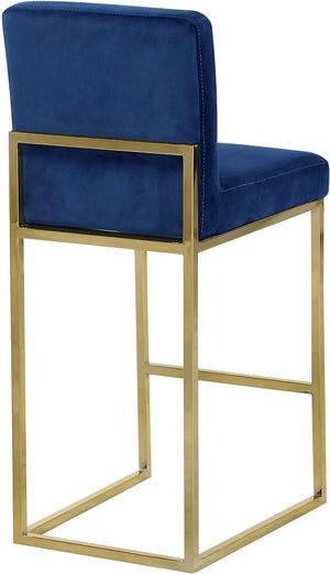 Joanna Stool In Navy Velvet and Gold
