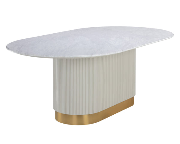 PALOMA DINING TABLE - OVAL - WHITE MARBLE - 84"