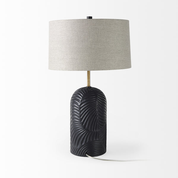 Quinn 18.0L x 18.0W x 28.8H Navy Base W/Beige Fabric Shade Table Lamp