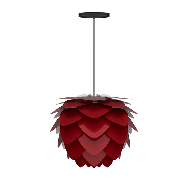 Aluvia Mini Hardwired Pendant in Ruby with Black Cord