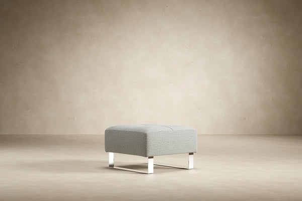 DELUXE EXCESS OTTOMAN in MELANGE LIGHT GREY FABRIC WITH Chrome legs 538