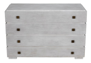 Hofman Mahogany and Veneer Dresser with Brass Pulls in White Wash Finish