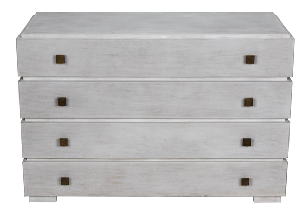 Hofman Mahogany and Veneer Dresser with Brass Pulls in White Wash Finish