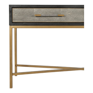 Mako Grey Oak Console Table with Brass Legs