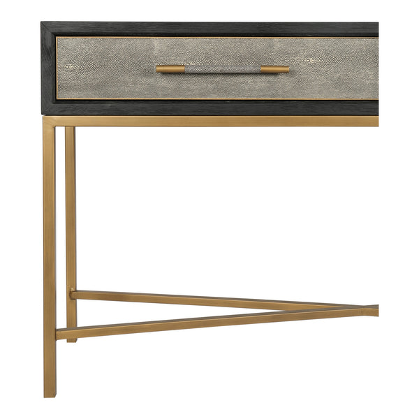 Mako Grey Oak Console Table with Brass Legs