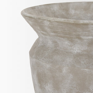 Utari Short Gray Brown w/ White Detailing Ceramic Floor Vase