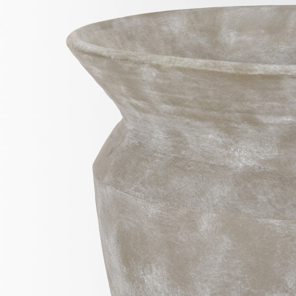 Utari Short Gray Brown w/ White Detailing Ceramic Floor Vase