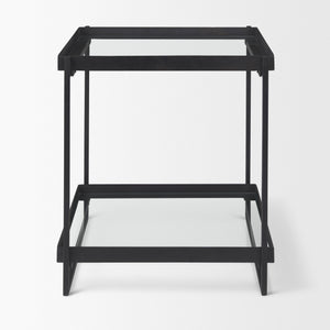 Trey Black Metal W/Glass Accent Table