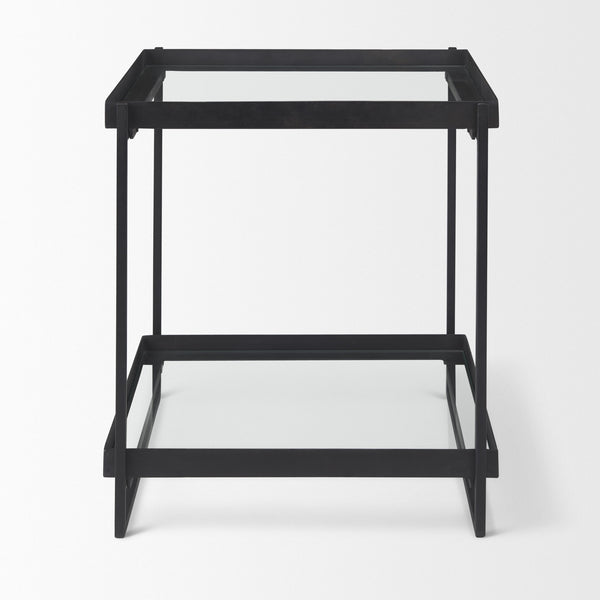 Trey Black Metal W/Glass Accent Table