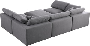 Carmen Cloud Modular Sectional In Grey Linen Fabric