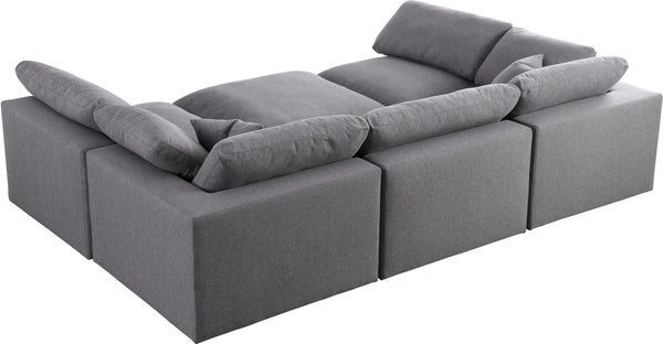 Carmen Cloud Modular Sectional In Grey Linen Fabric
