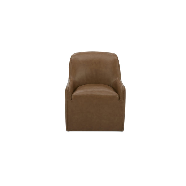 Moe's Maisie Rolling Dining Chair in Tan Leather