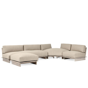 Livia Teak Outdoor Sectional in Soft Taupe