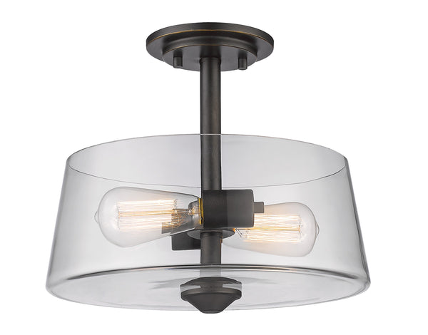 Annora 2 Light Semi Flush Mount in Olde Bronze Finish