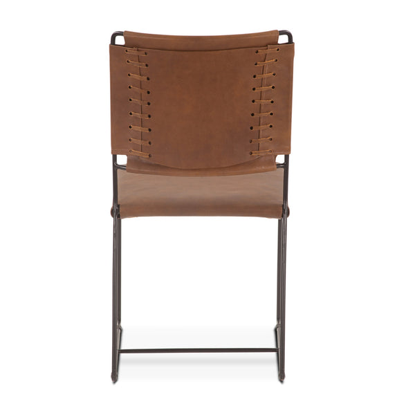 New York 17" Buffalo Leather and Iron Dining Chair, Brown