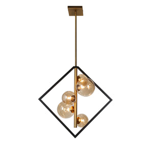 5Lt Pendant, Matte Black & Vintage Bronze