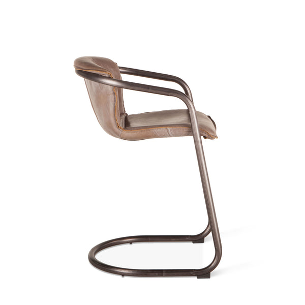 Portofino Distressed Jet Brown Leather Counter Chair