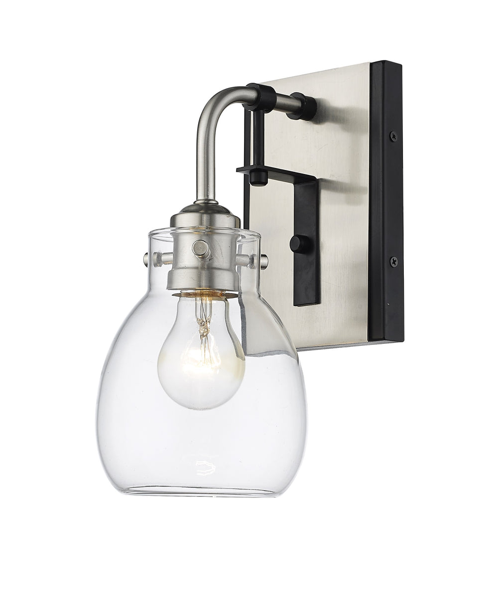 Kraken 1 Light Wall Sconce in Matte Black + Brushed Nickel Finish