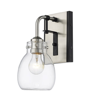 Kraken 1 Light Wall Sconce in Matte Black + Brushed Nickel Finish