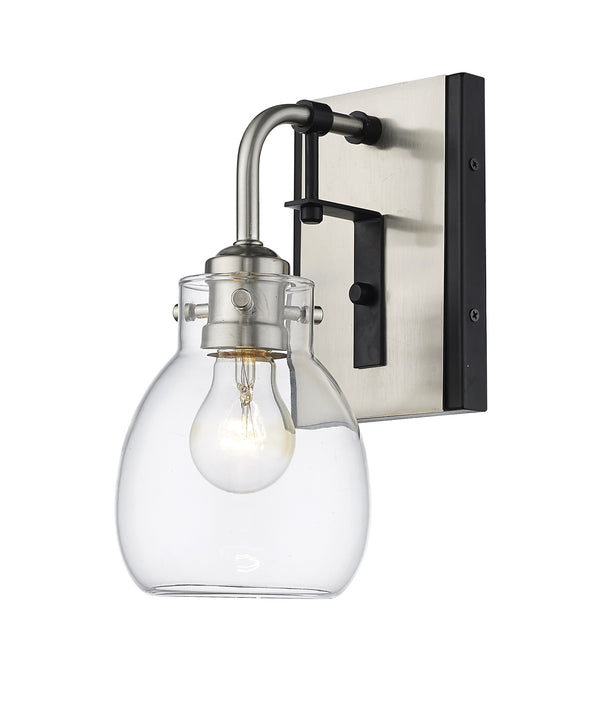 Kraken 1 Light Wall Sconce in Matte Black + Brushed Nickel Finish