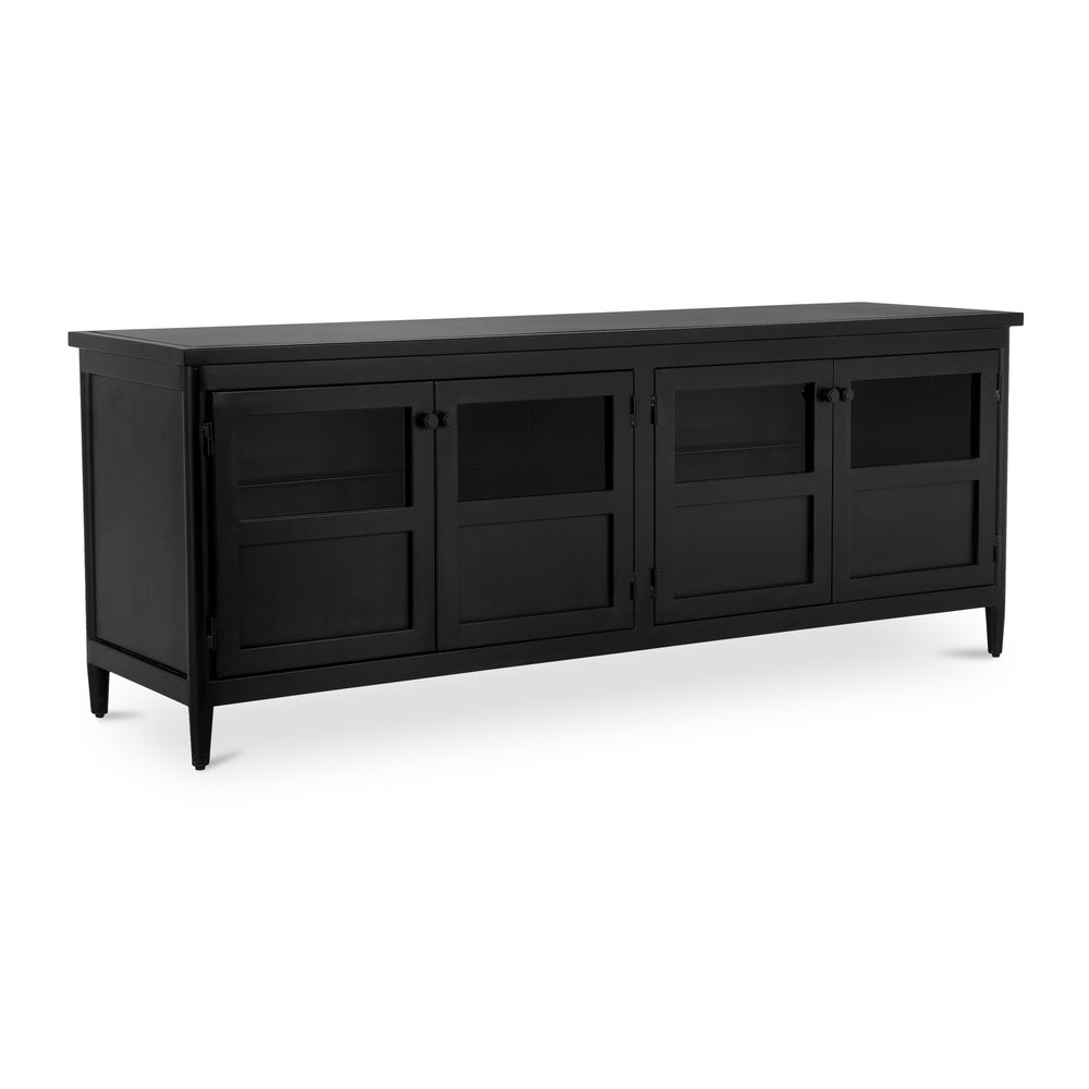 Henry Metal Media Unit with Glass Doors in Black