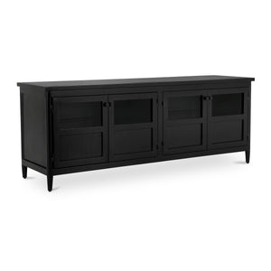 Henry Metal Media Unit with Glass Doors in Black