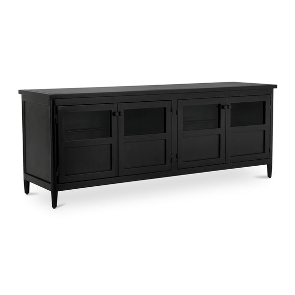 Henry Metal Media Unit with Glass Doors in Black