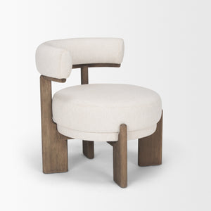 Souvik Dark Brown Wood w/ Oatmeal Fabric Accent Chair