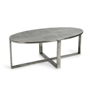 Flores Cast Aluminum Oval Coffee Table - Nickle