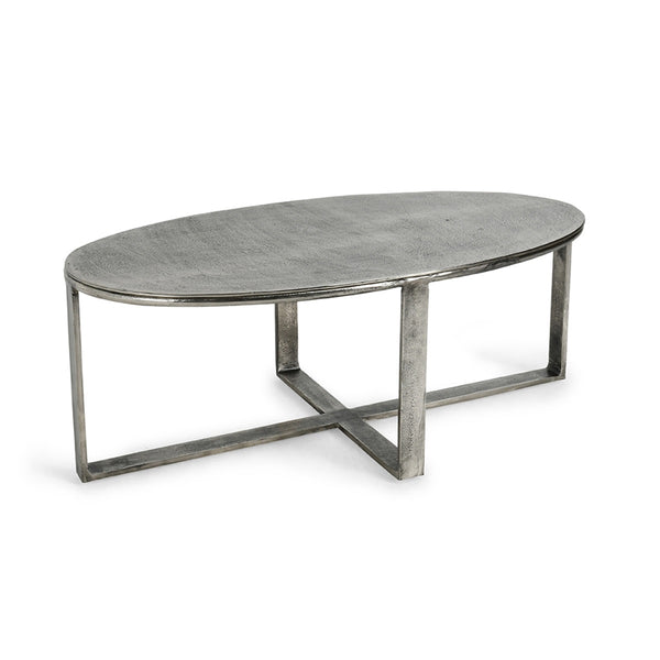 Flores Cast Aluminum Oval Coffee Table - Nickle