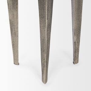 Maggie Textured Silver Nickel Cast Aluminum Metal Accent Table