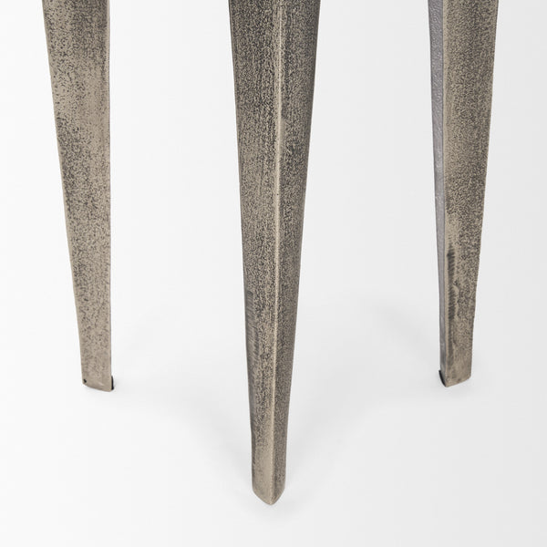 Maggie Textured Silver Nickel Cast Aluminum Metal Accent Table