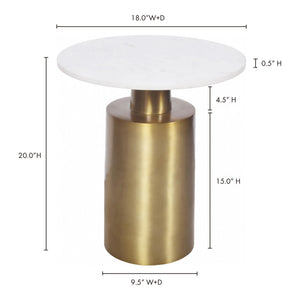 Moe's France Gold Accent Table with Marble Top
