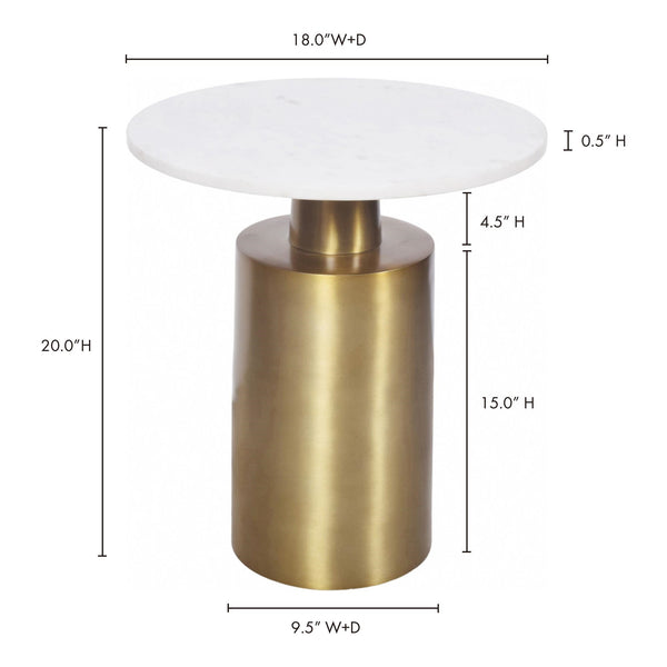 Moe's France Gold Accent Table with Marble Top