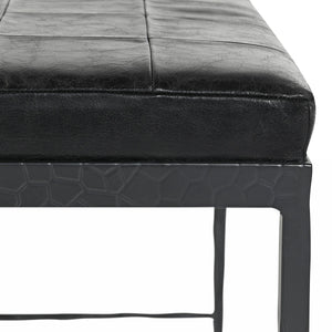 Malo Leather Bench with Hammered Iron Legs - Onyx Black