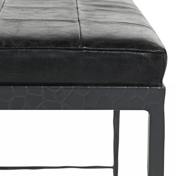 Malo Leather Bench with Hammered Iron Legs - Onyx Black