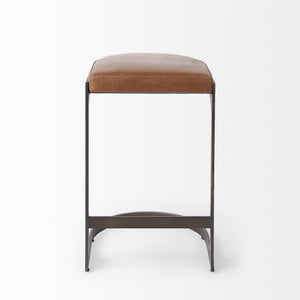 Tyson 17L x 18W x 28H Brown Leather W/ Metal Frame Counter Stool
