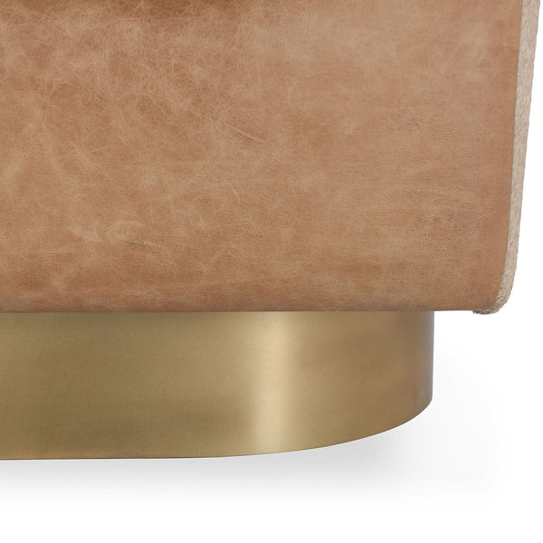 Lathe Leather/Hide Swivel Accent Chair - Sedona Brown