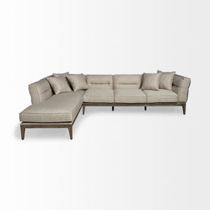Denali IV 121" Beige Upholstered Wooden Frame Left Four Seater Sectional