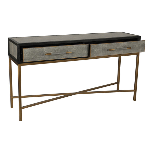 Mako Grey Oak Console Table with Brass Legs
