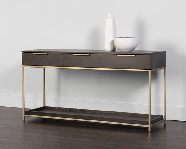 Rebel Console Table With Drawers - Gold - Charcoal Grey