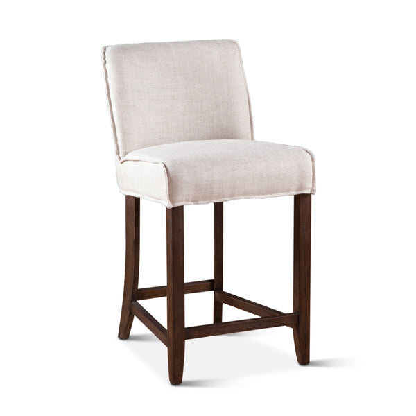 Buddy 20" Off-White Linen Counter Chair, Dark Legs