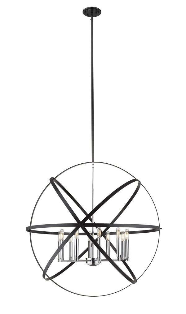 Cavallo 10 Light Pendant  in Hammered Black + Chrome Finish