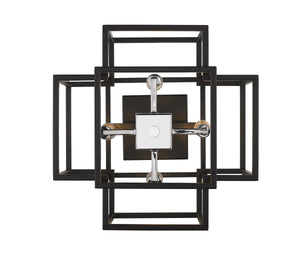 Titania 4 Light Semi Flush Mount in Black + Chrome Finish