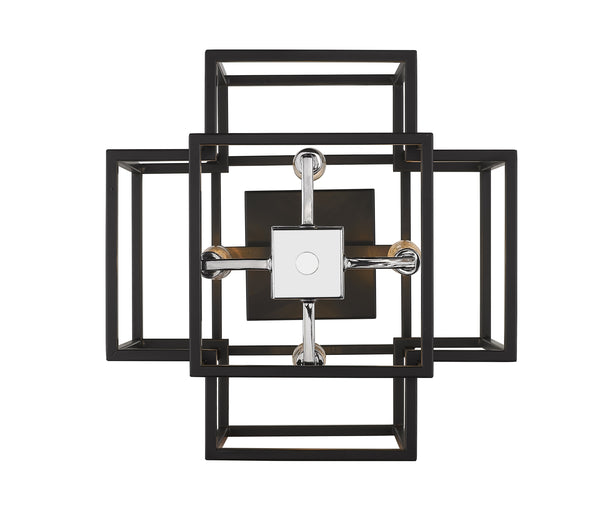 Titania 4 Light Semi Flush Mount in Black + Chrome Finish