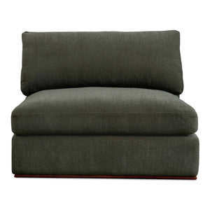 Moe's Rue Slipper Chair in Deep Green with Feather-Fill