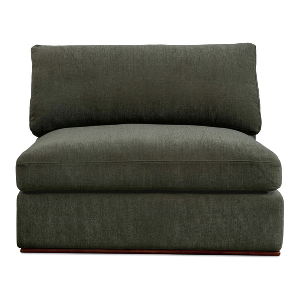 Moe's Rue Slipper Chair in Deep Green with Feather-Fill